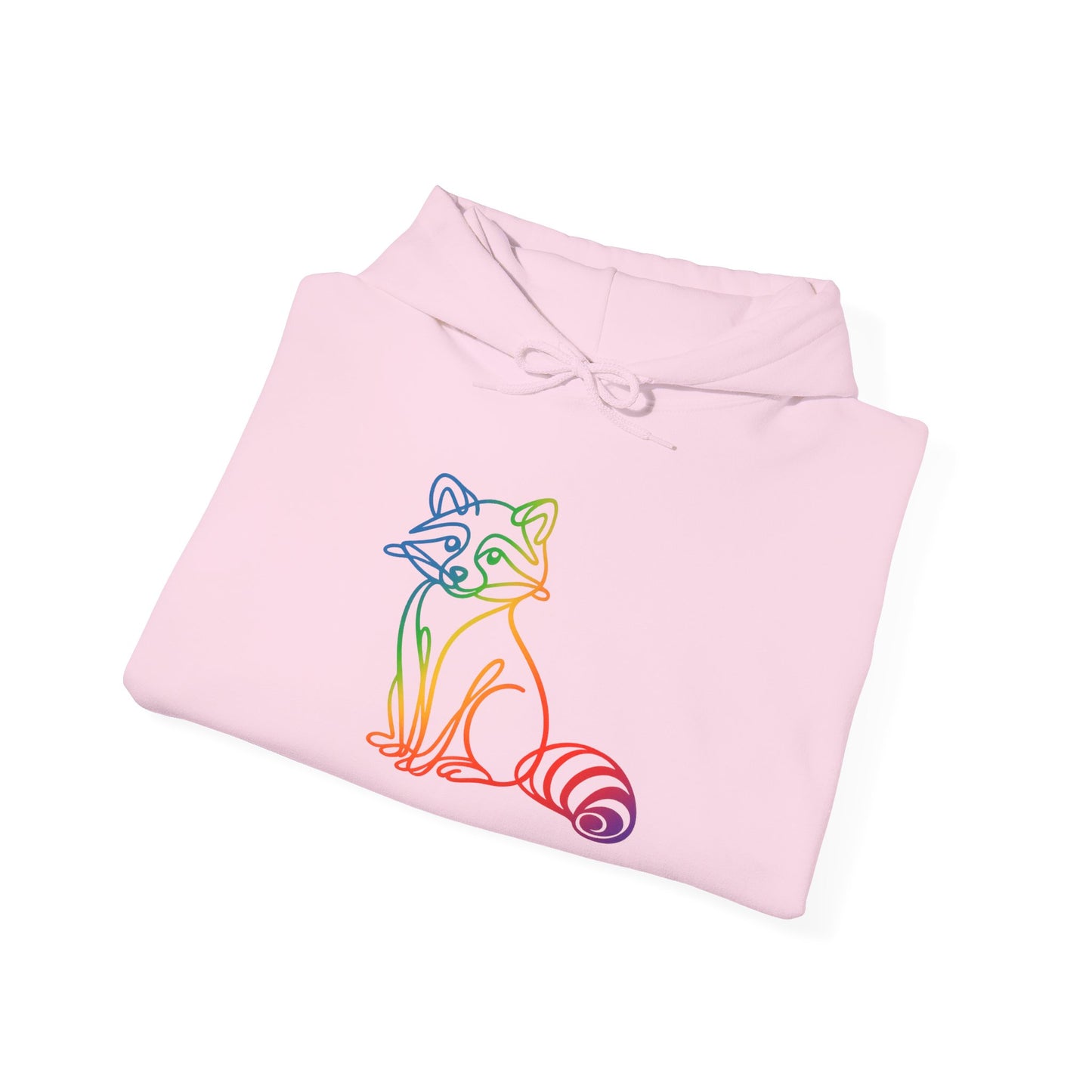 Rainbow Line Art Raccoon Hoodie