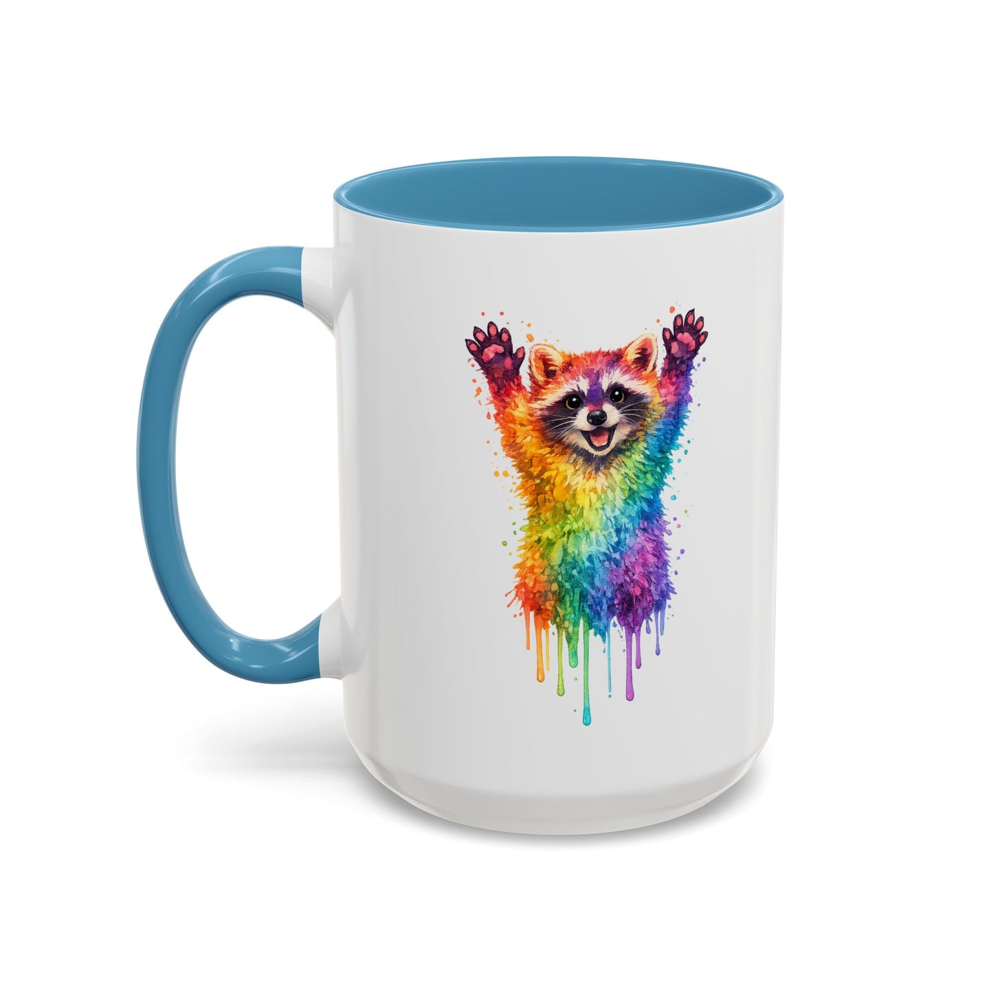 Cheerful Watercolor Raccoon Accent Coffee Mug