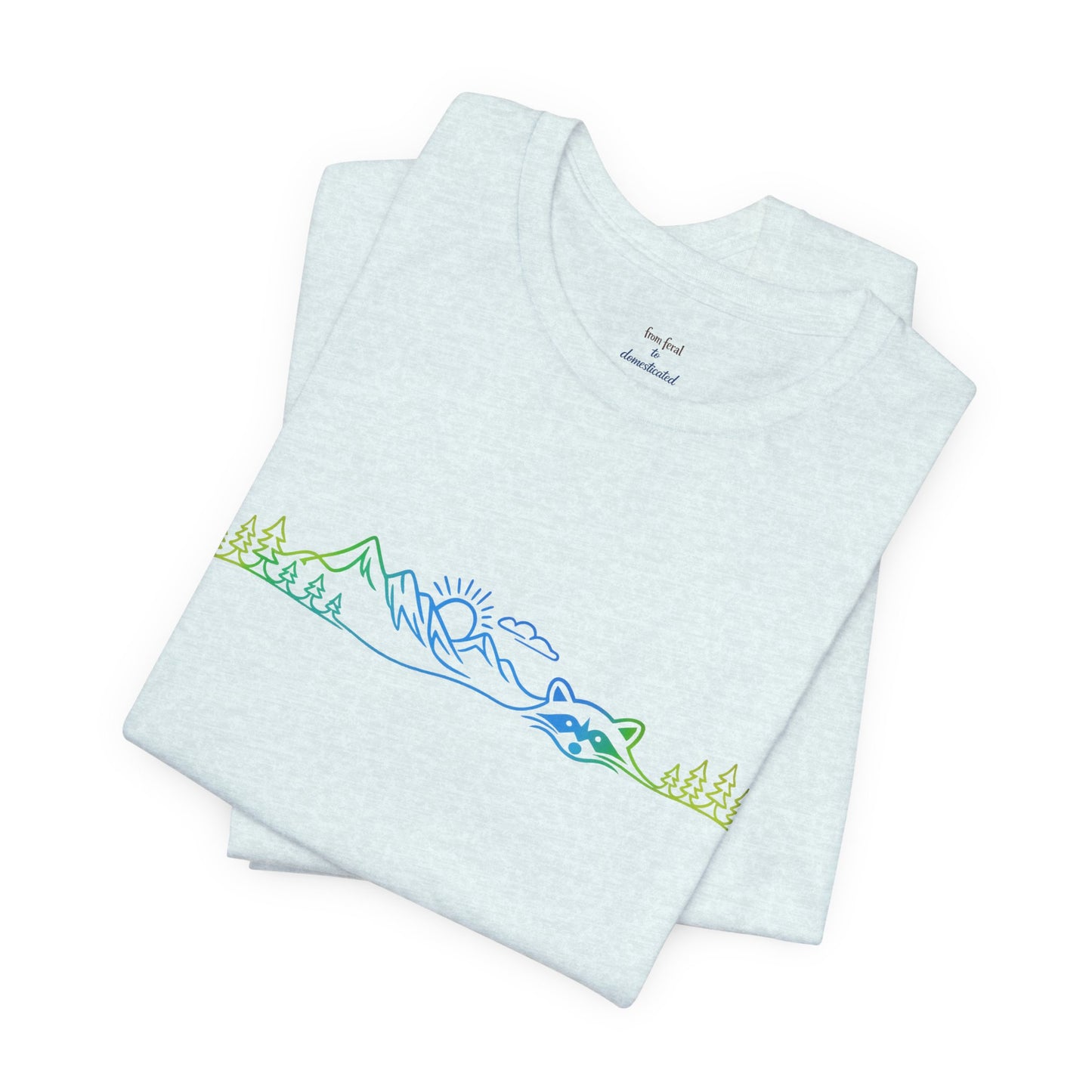 Raccoon Tee — Minimal Line Raccoon Scenic Graphic T-Shirt