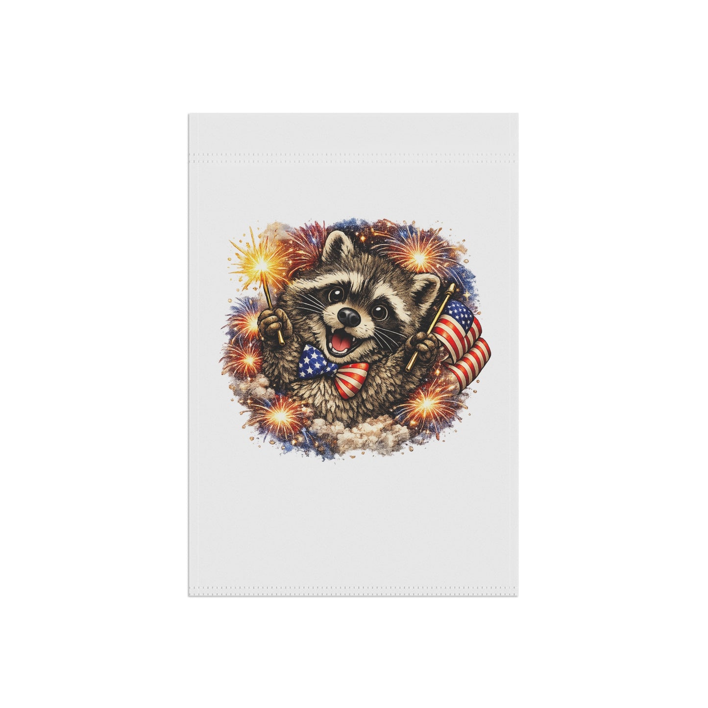 Patriotic Raccoon 250 Garden Flag — 4th of July House Banner