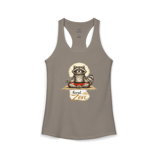 Feral Zen Raccoon Racerback Tank