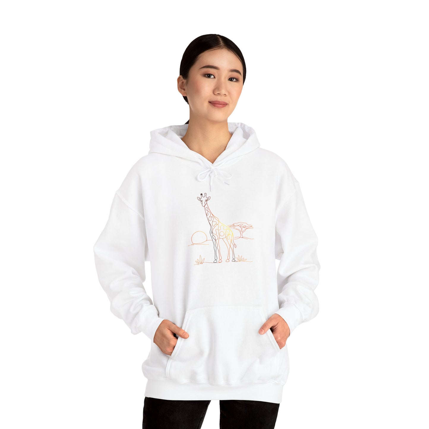 Giraffe Line Art Hoodie – Minimal Safari Illustration