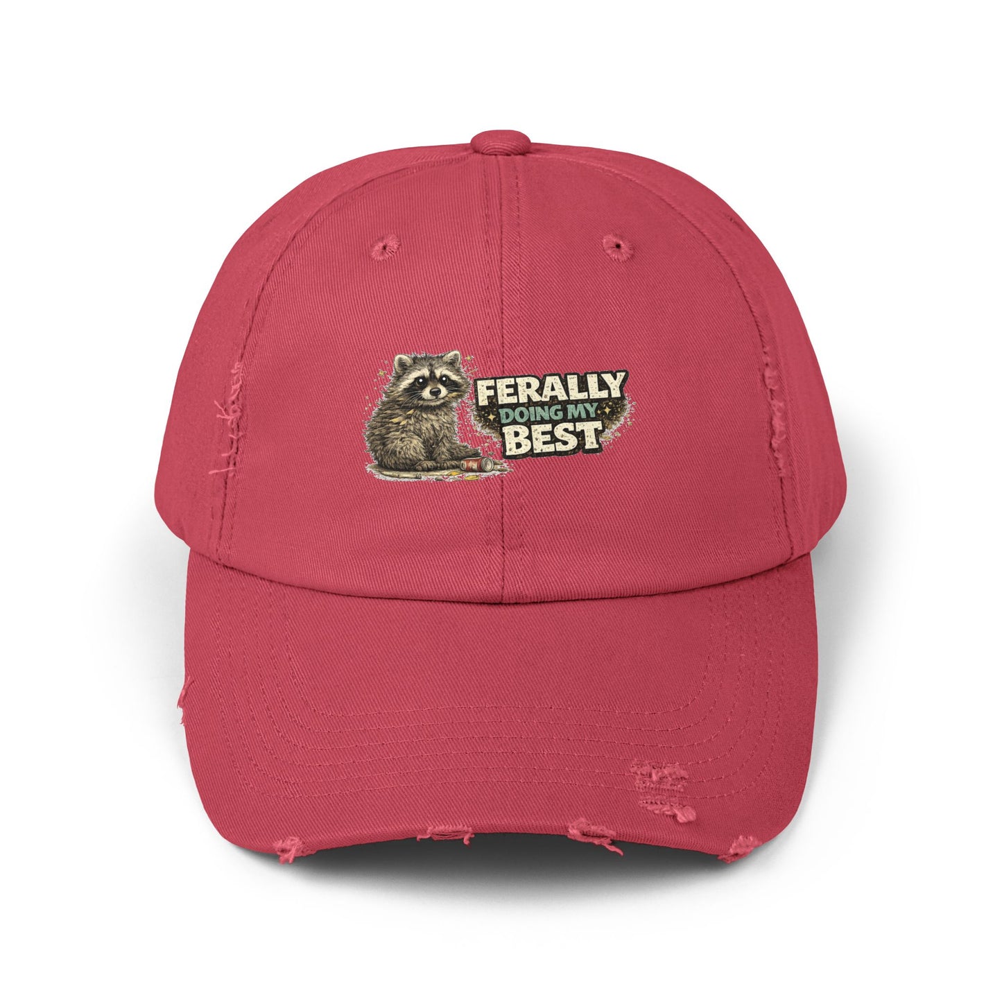 Ferally Distressed Cap — Raccoon Mom/Dad Funny Dad Hat