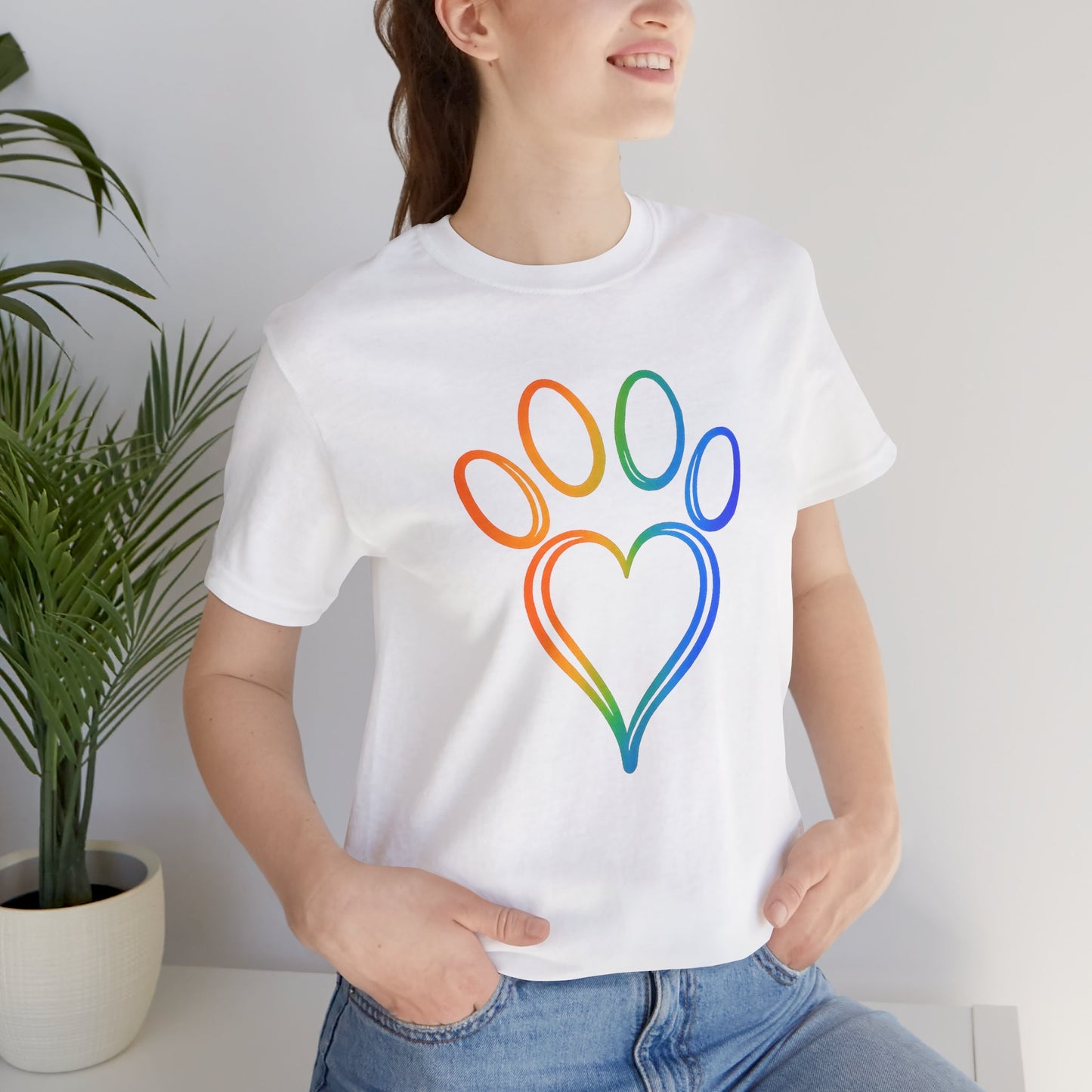 Heart/Paw Colorful Line-Work T-Shirt