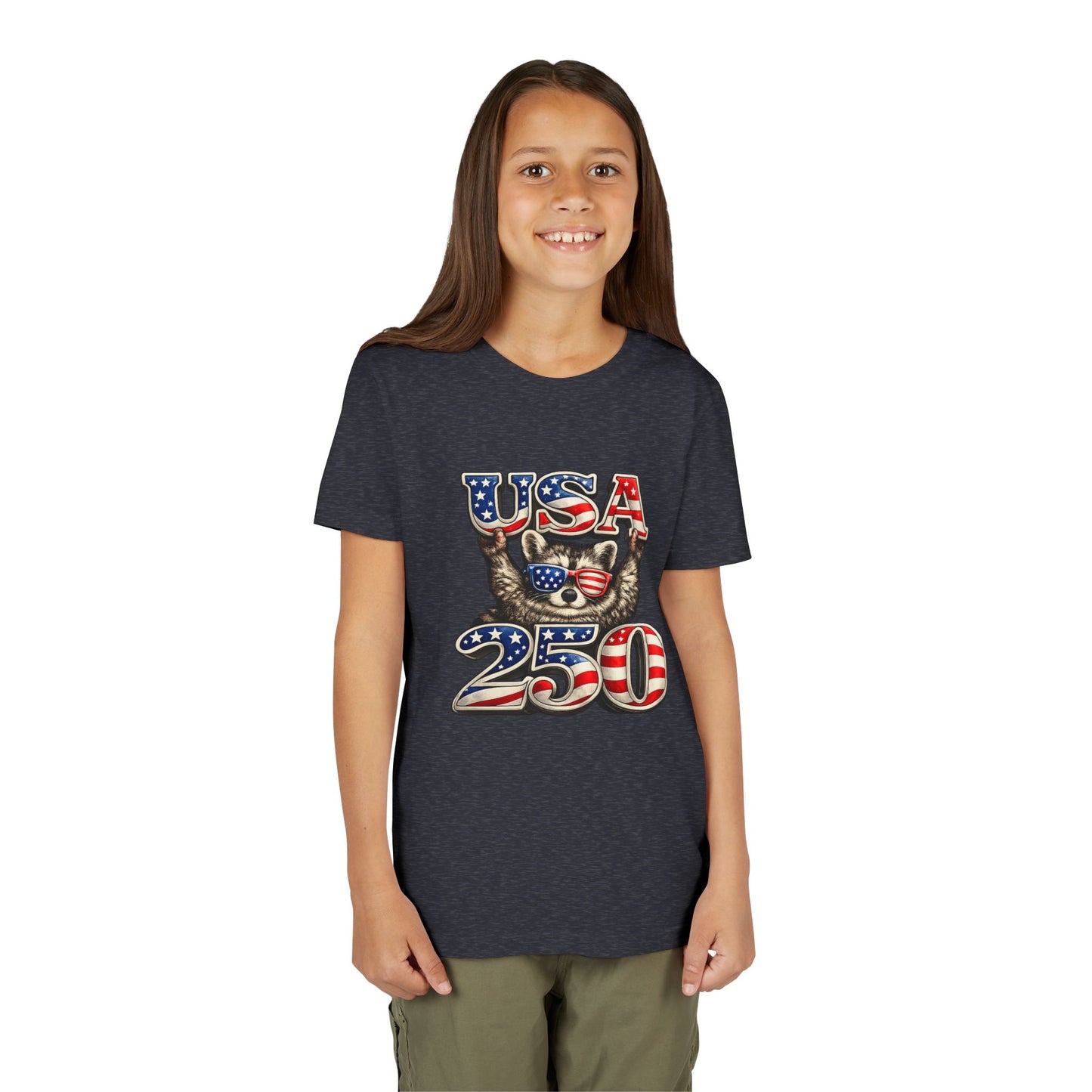 Patriotic Raccoon Youth Tee — Raccoon with USA 250