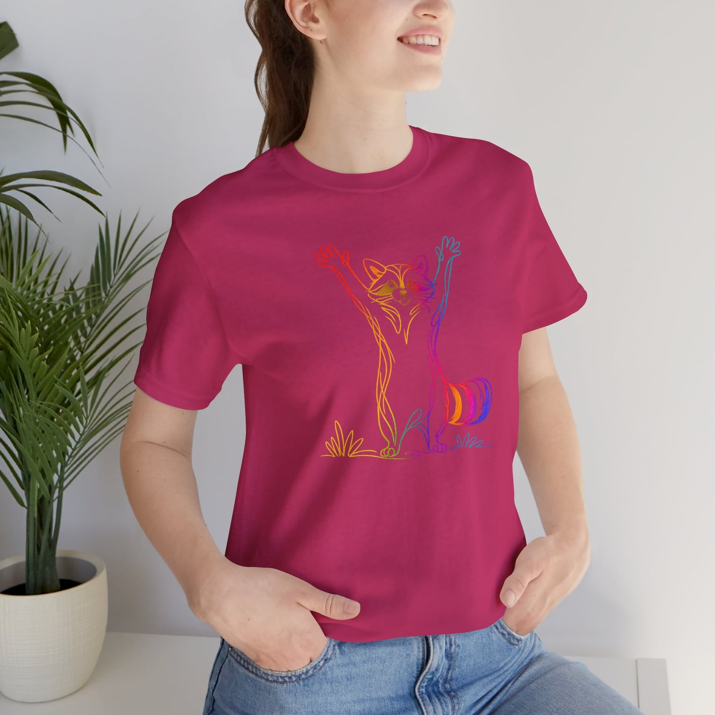 Raccoon Tee — Minimal Line Raccoon Scenic Graphic T-Shirt