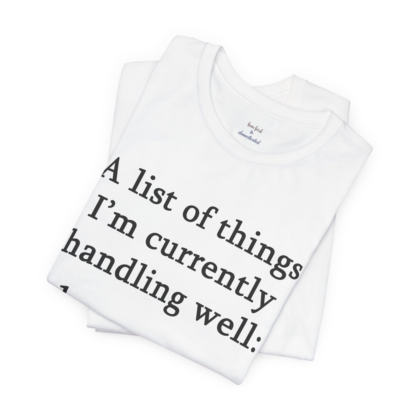 Funny 'A List of Things I'm Currently Handling Well' T-Shirt