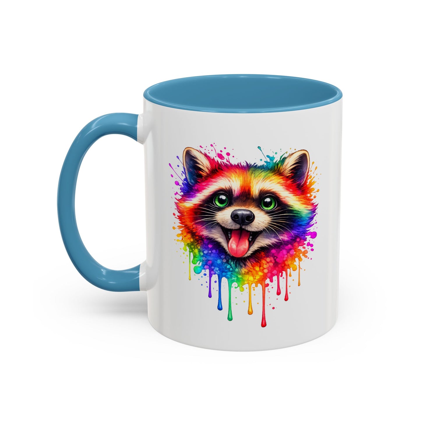 Cheerful Watercolor Raccoon Accent Coffee Mug