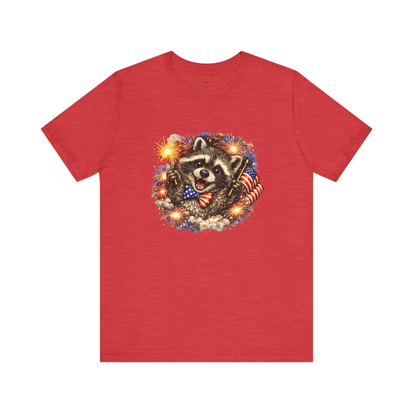 Patriot Raccoon 250th Anniversary T-Shirt — 4th of July Fireworks Flag Tee