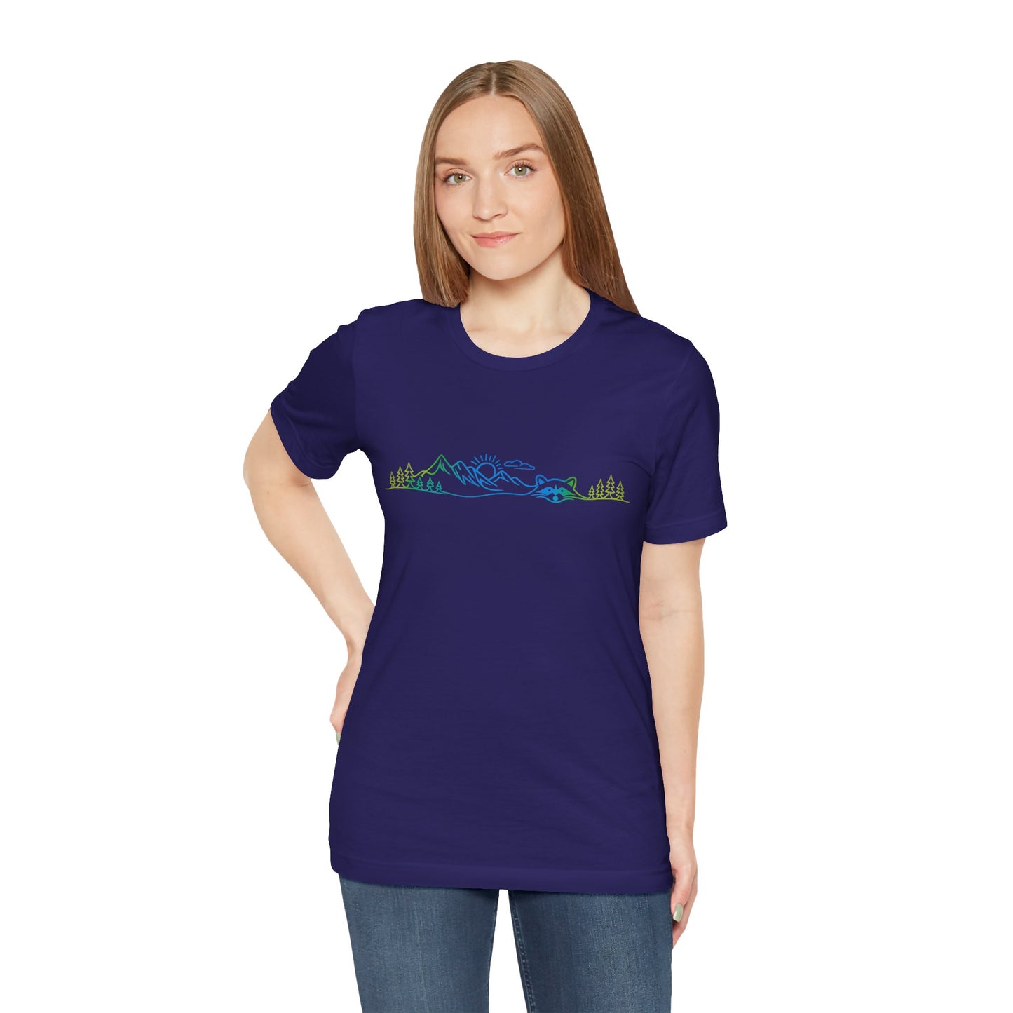 Raccoon Tee — Minimal Line Raccoon Scenic Graphic T-Shirt