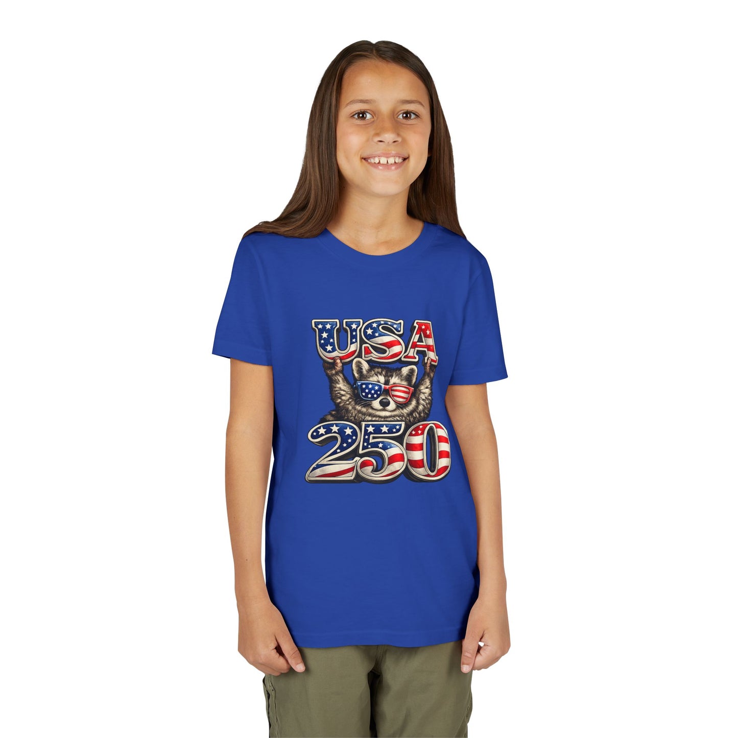 Patriotic Raccoon Youth Tee — Raccoon with USA 250
