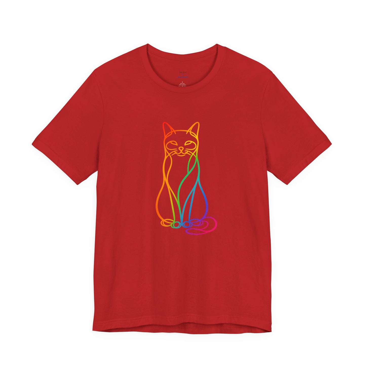 Colorful Line-Work Sitting Cat T-Shirt