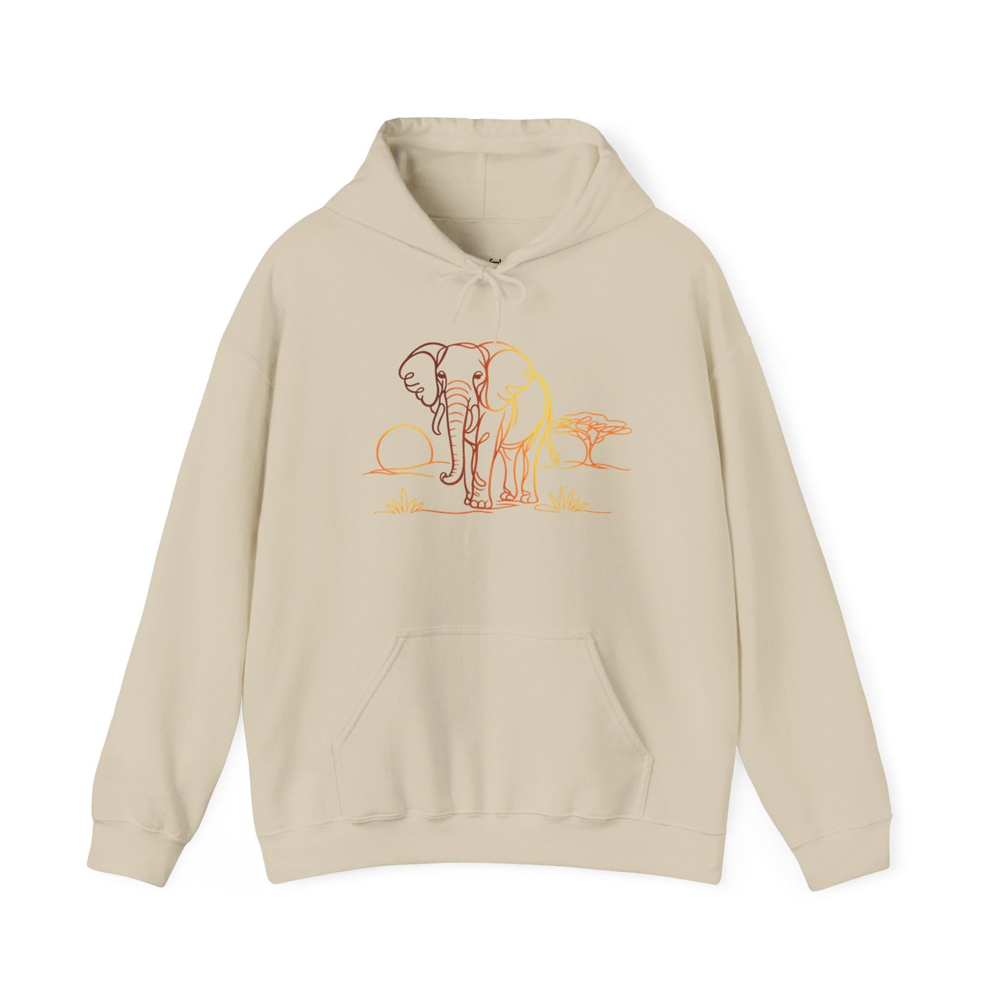 Elephant Sunset Hoodie — Minimal Safari Graphic Hooded Sweatshirt