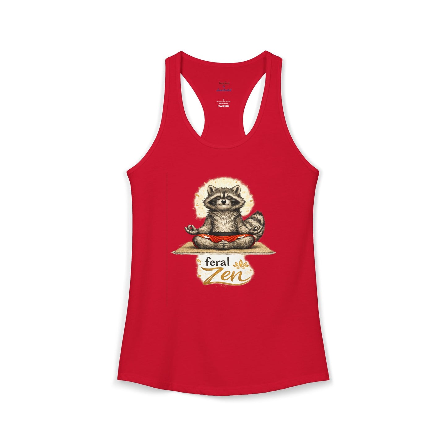 Feral Zen Raccoon Racerback Tank