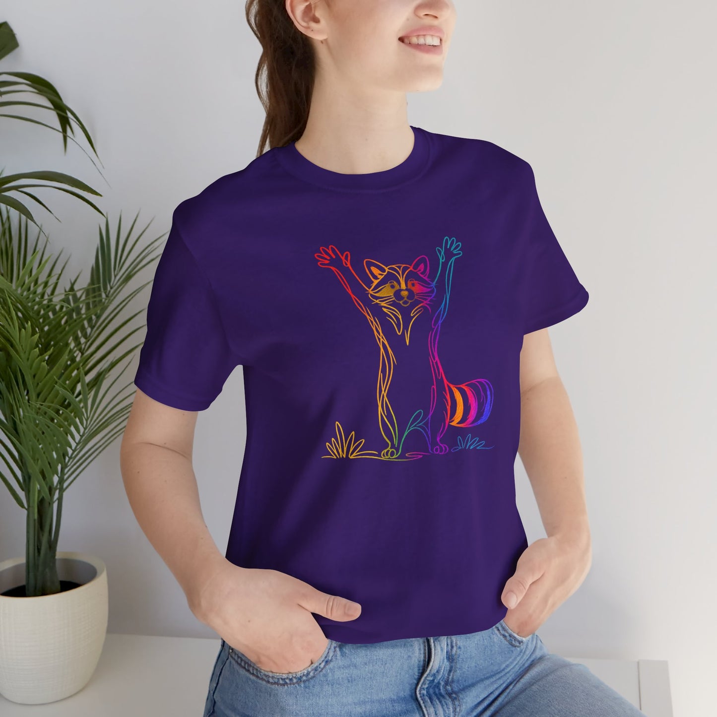 Raccoon Tee — Minimal Line Raccoon Scenic Graphic T-Shirt