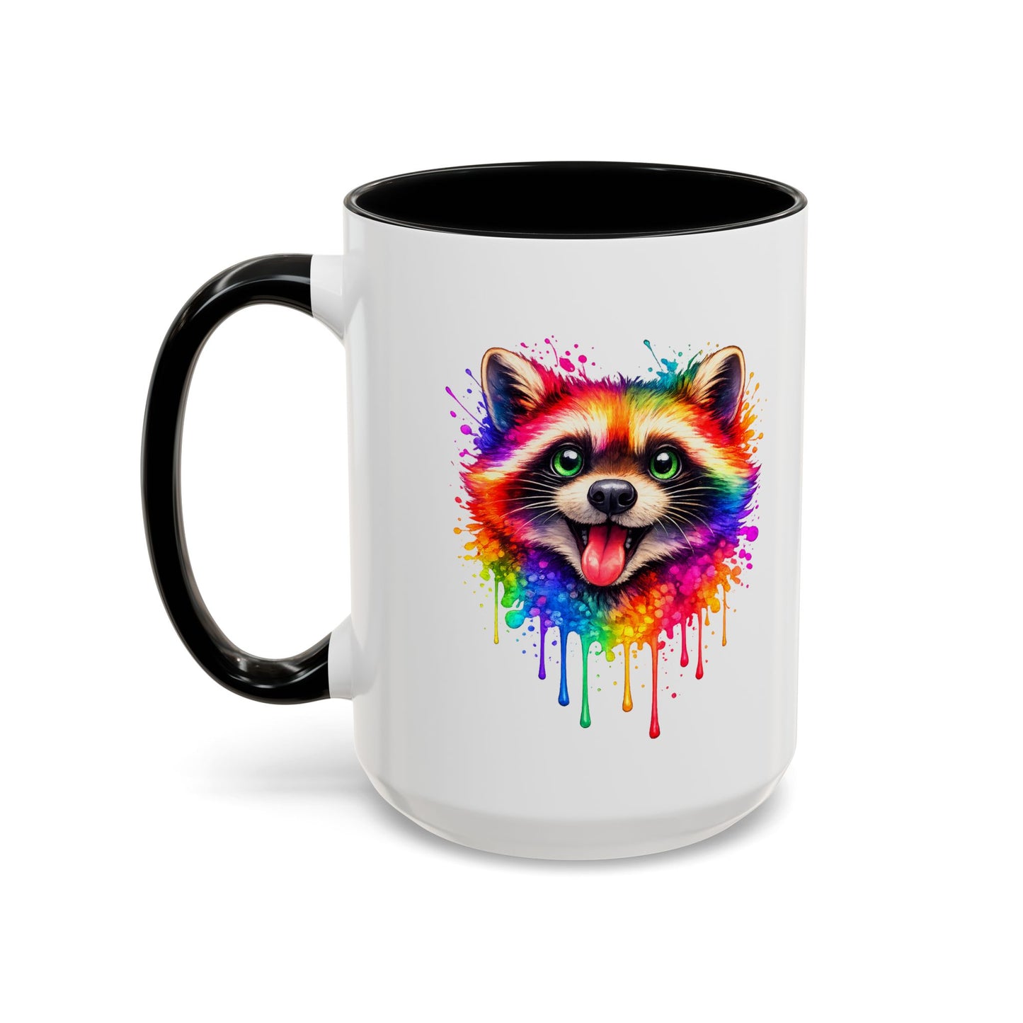 Cheerful Watercolor Raccoon Accent Coffee Mug
