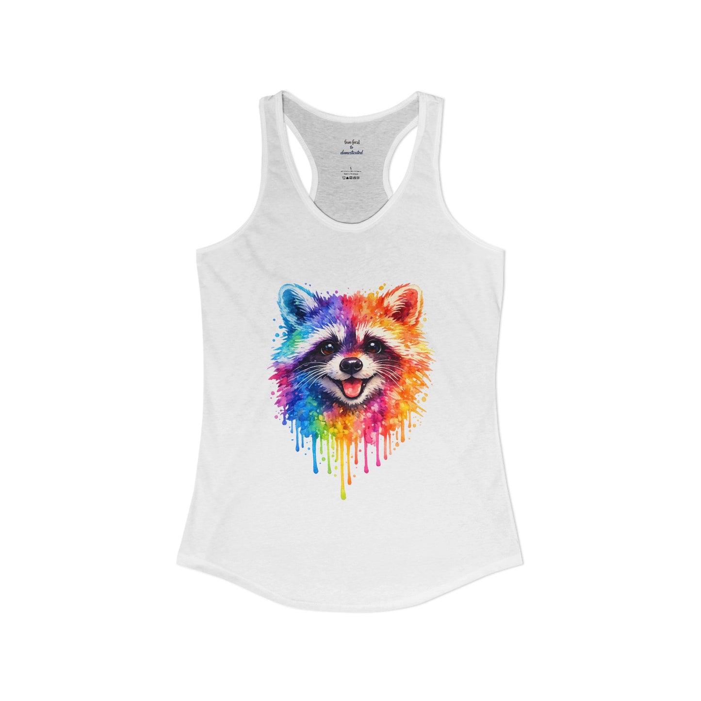 Watercolor Wildlife Raccoon Racerback Tank