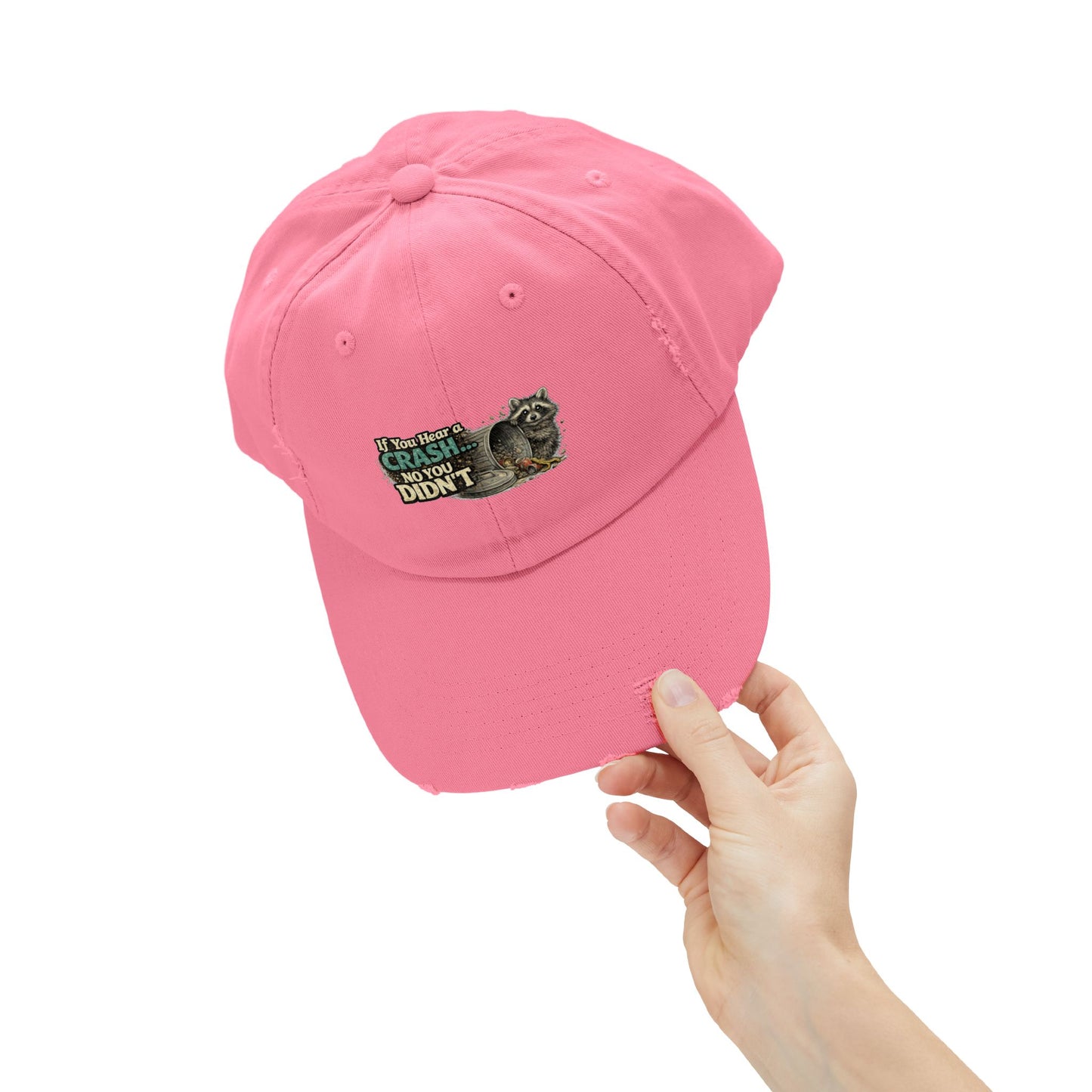 Crash Distressed Cap — Raccoon Mom/Dad Funny Dad Hat