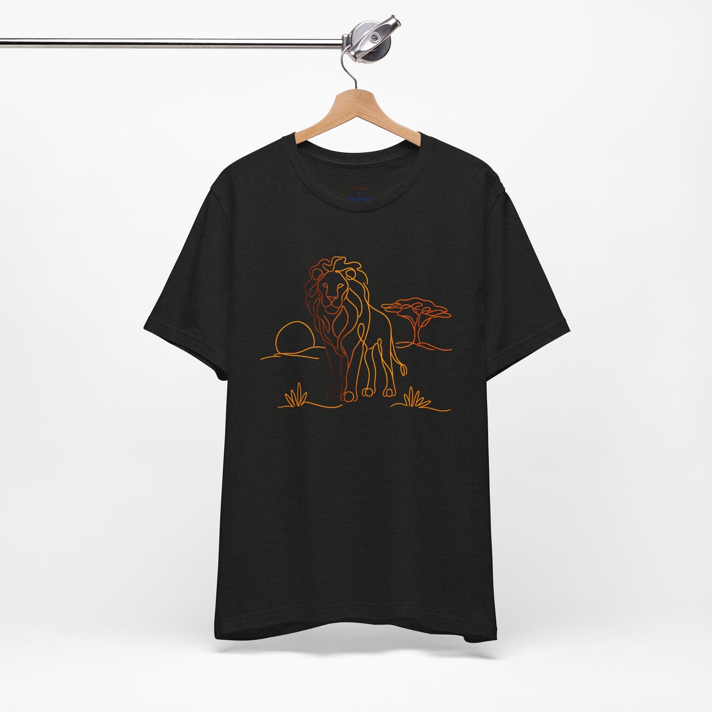 Lion Sunset Tee — Minimal Line Art Safari T-Shirt