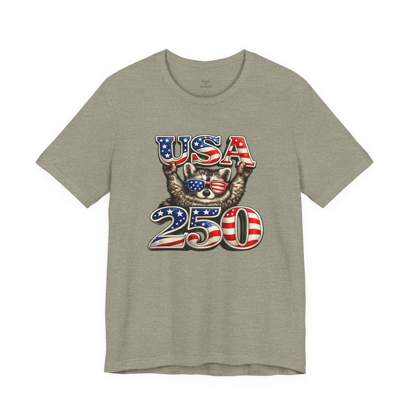 Patriot Raccoon 250th Anniversary T-Shirt — 4th of July Fireworks Flag Tee
