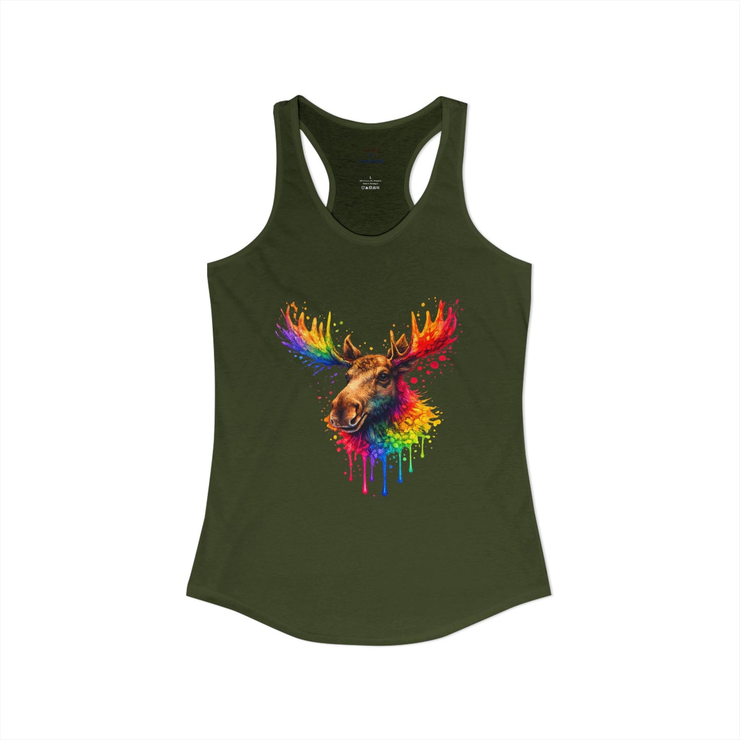 Watercolor Wildlife Moose Racerback Tank