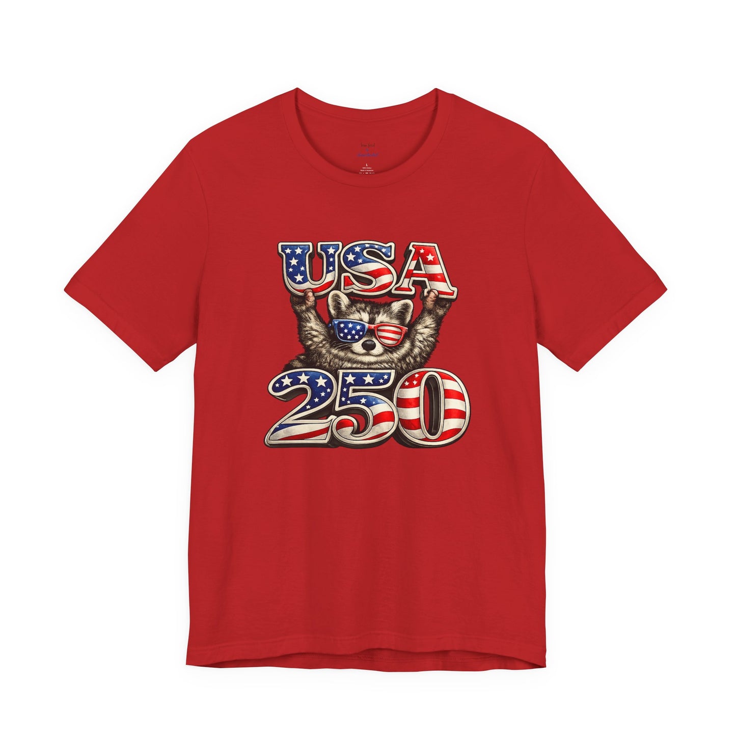 Patriot Raccoon 250th Anniversary T-Shirt — 4th of July Fireworks Flag Tee
