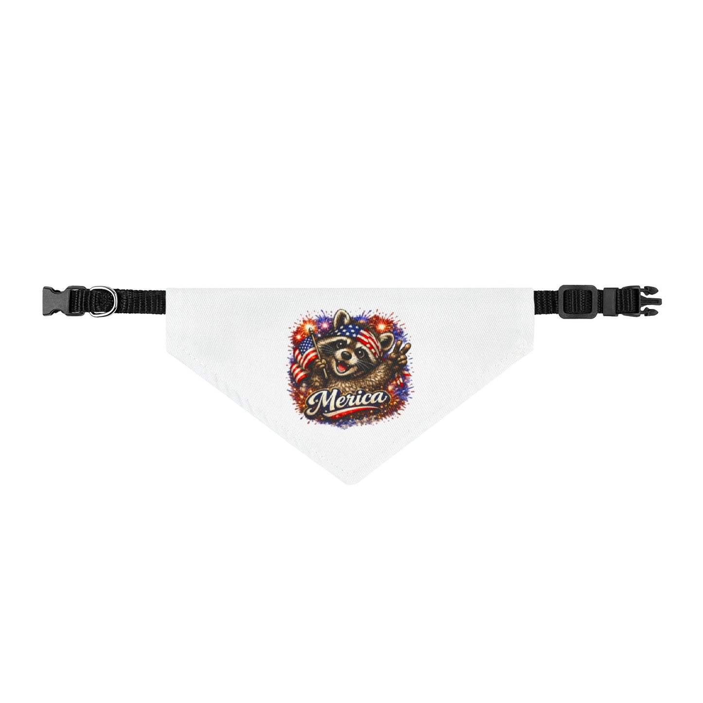 Patriotic Raccoon Clip-On Pet Bandana — Adorable 4th of July Dog & Cat Accessory