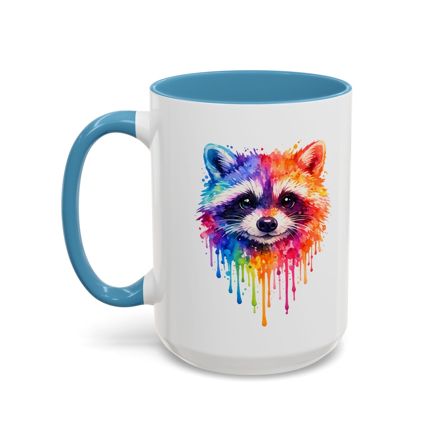 Cheerful Watercolor Raccoon Accent Coffee Mug