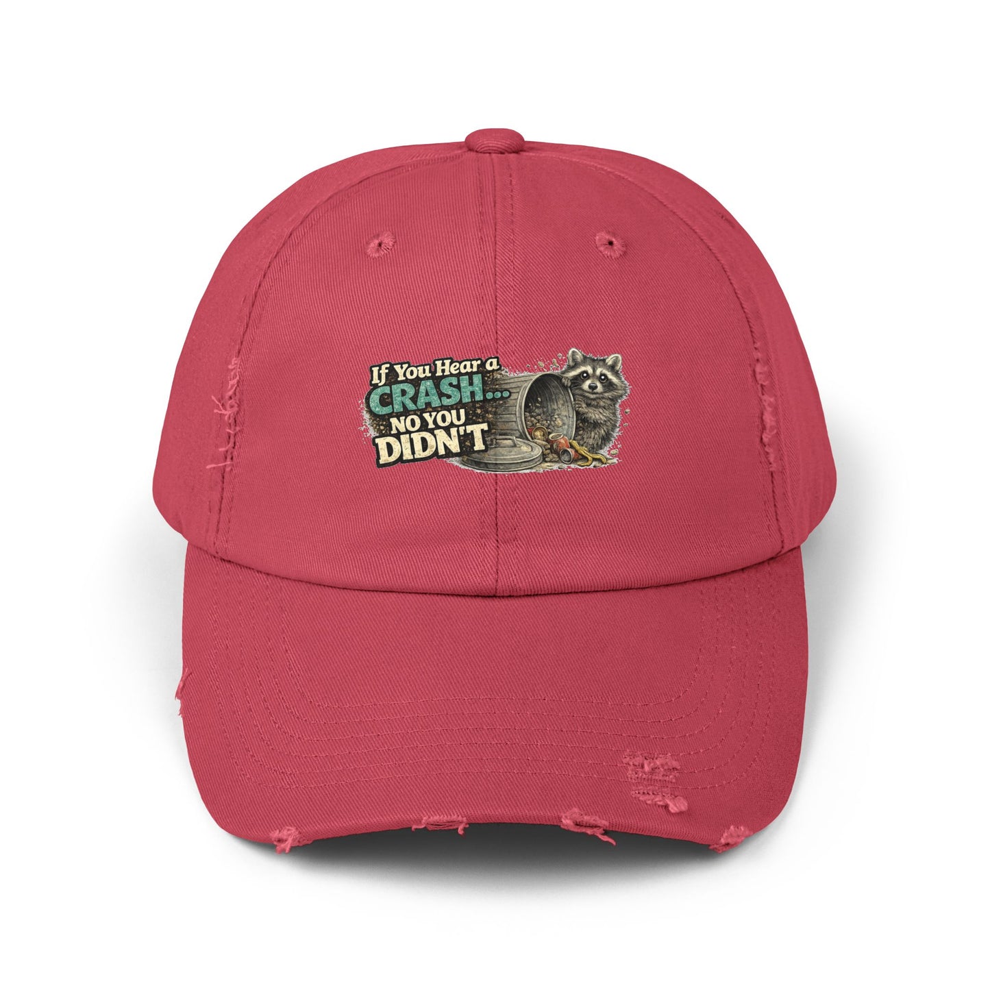 Crash Distressed Cap — Raccoon Mom/Dad Funny Dad Hat