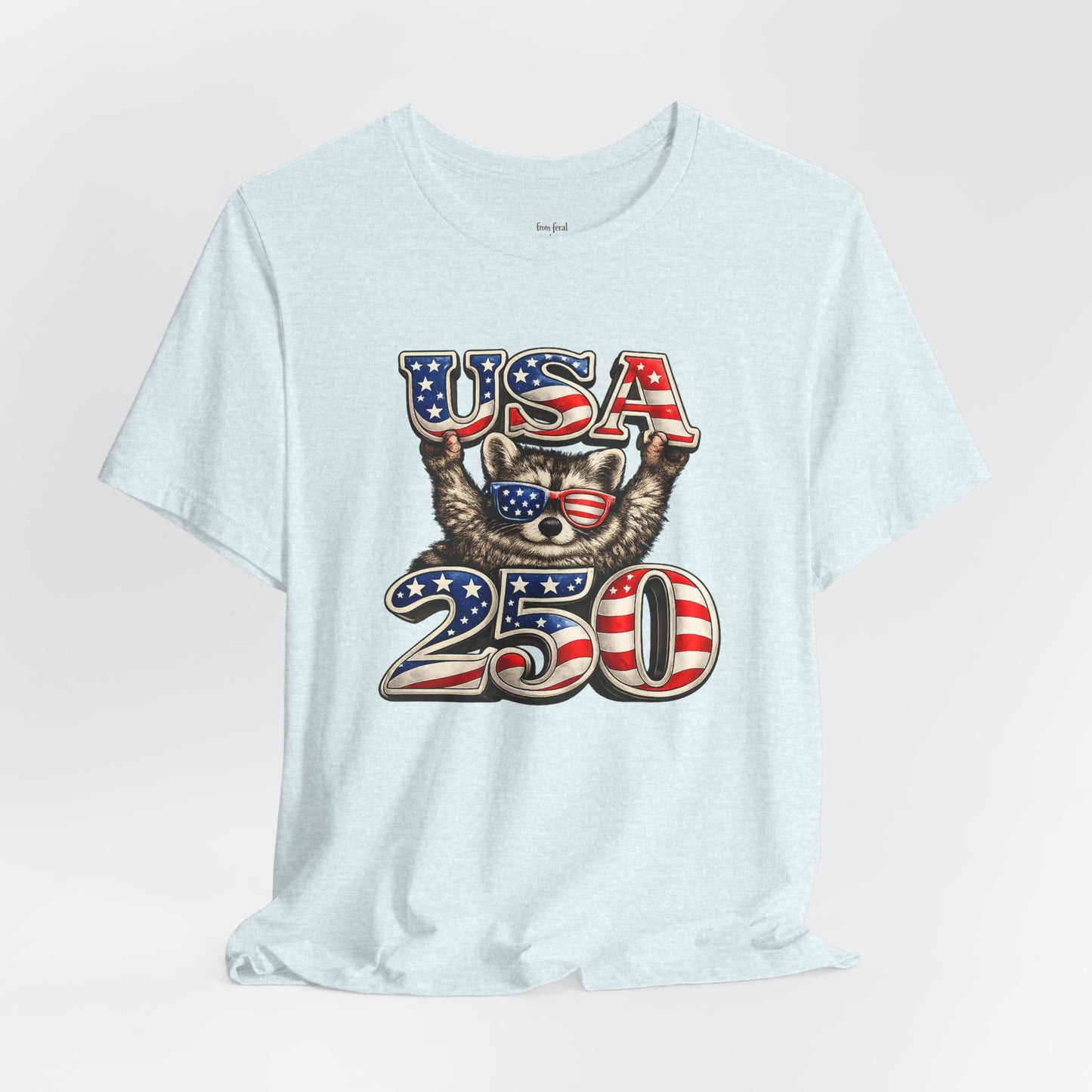 Patriot Raccoon 250th Anniversary T-Shirt — 4th of July Fireworks Flag Tee
