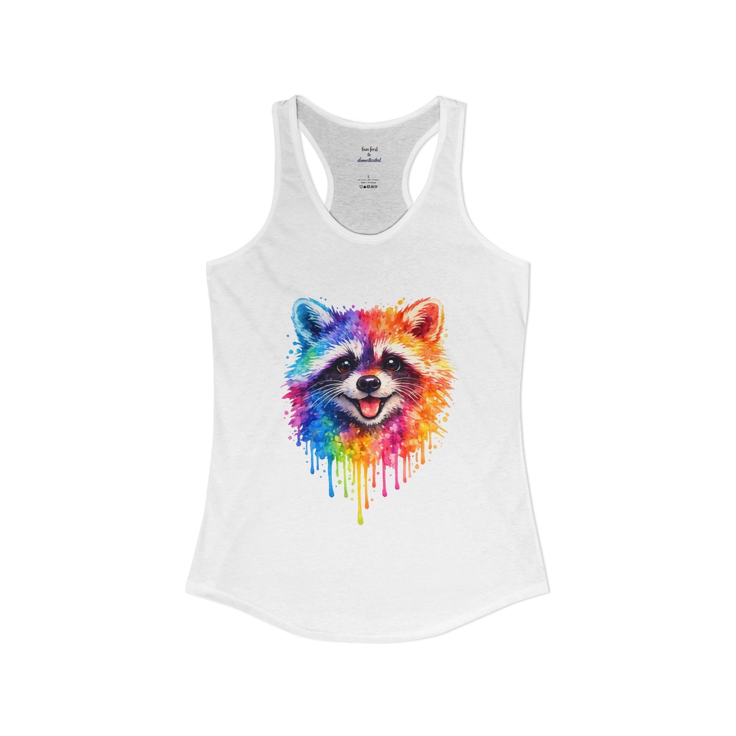 Watercolor Wildlife Raccoon Racerback Tank