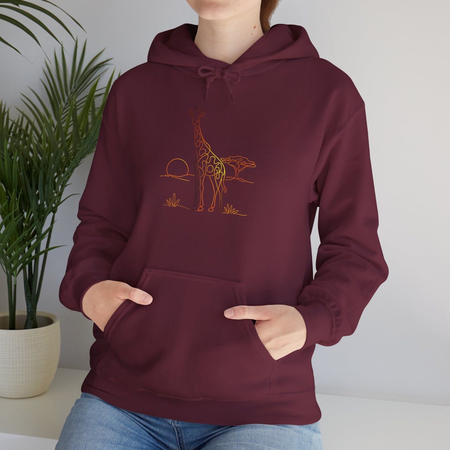 Giraffe Line Art Hoodie – Minimal Safari Illustration