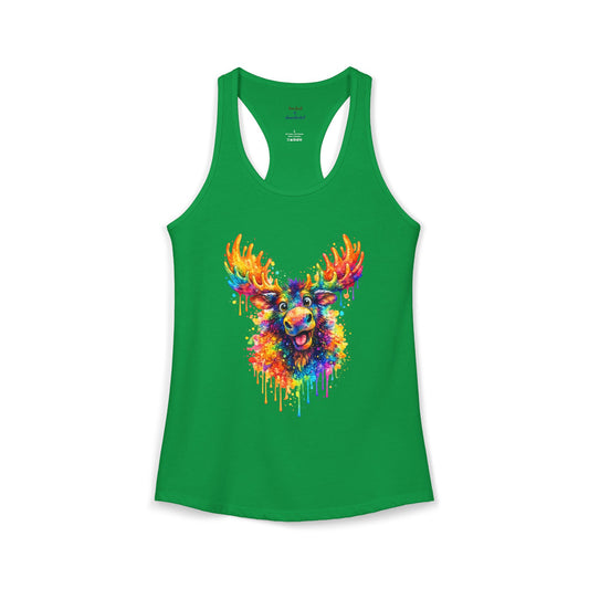 Watercolor Wildlife Moose Racerback Tank