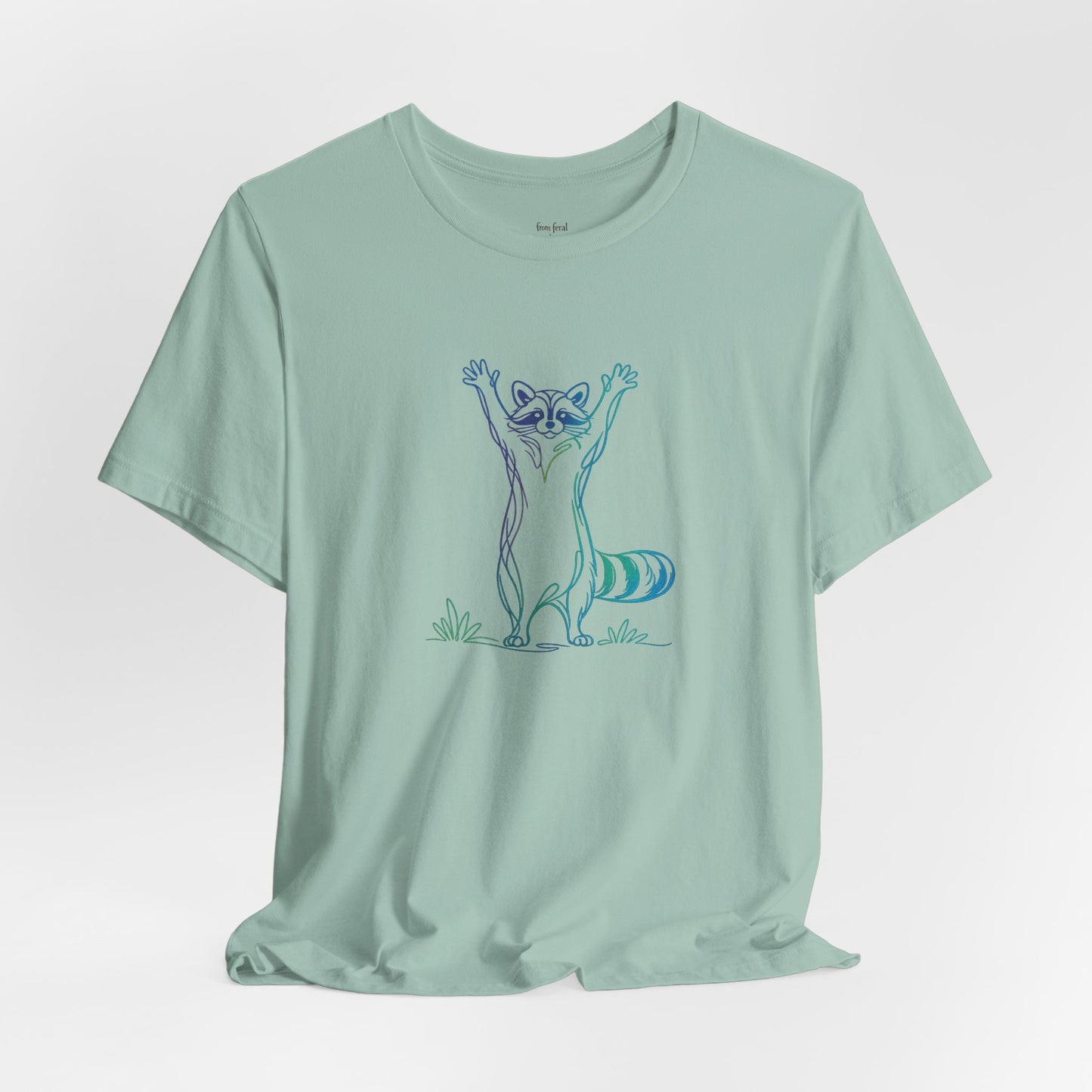 Raccoon Tee — Minimal Line Raccoon Scenic Graphic T-Shirt