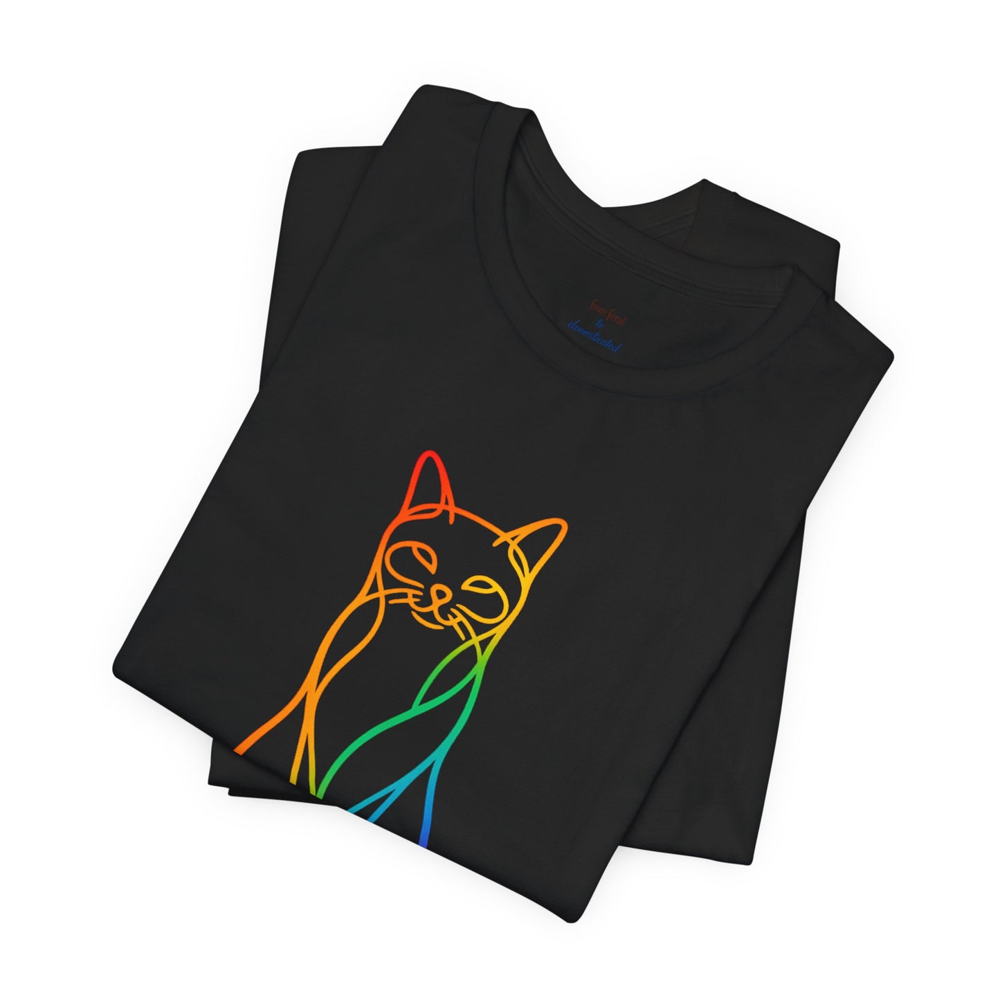 Colorful Line-Work Sitting Cat T-Shirt