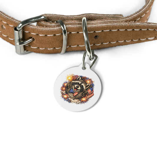 Patriotic Raccoon 4th of July Pet Tag — USA 250 Celebration