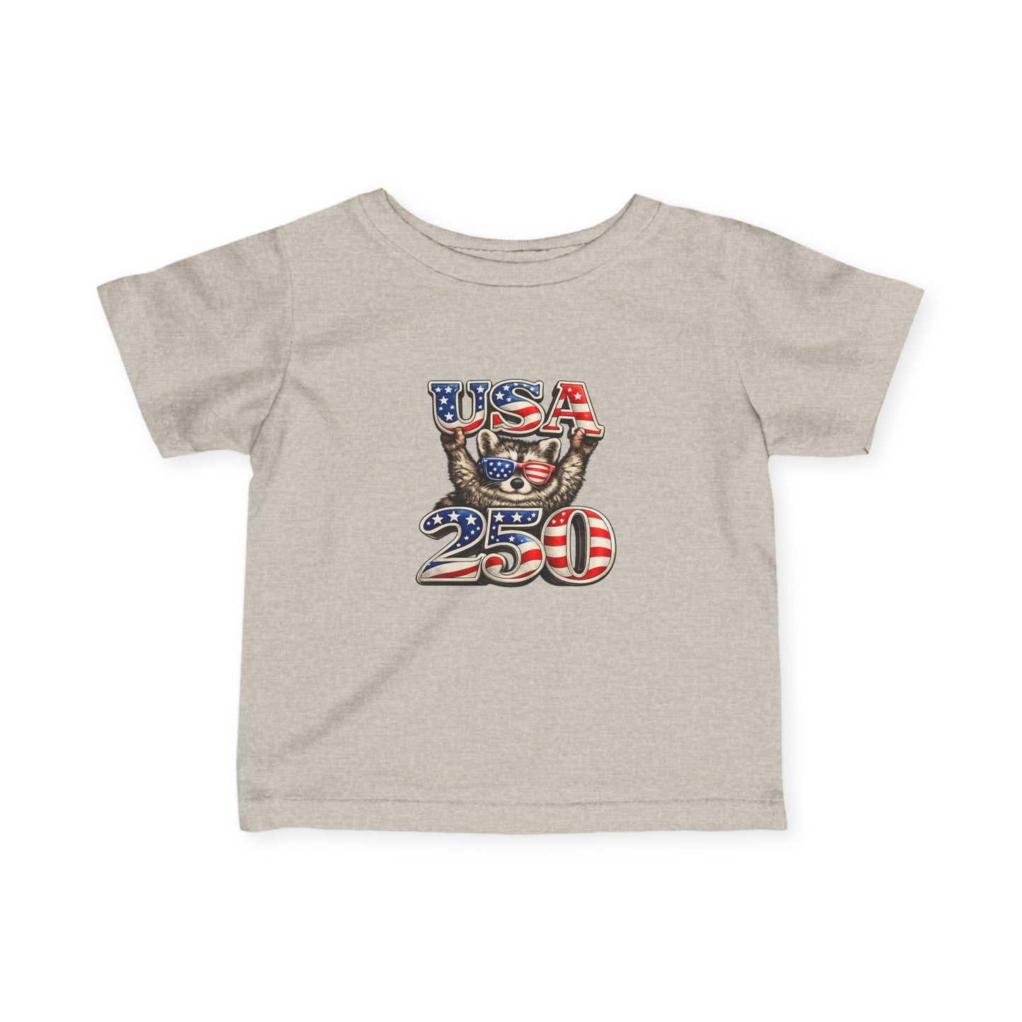 Infant Tee — Adorable Raccoon "USA 250" — 4th of July Baby Shirt