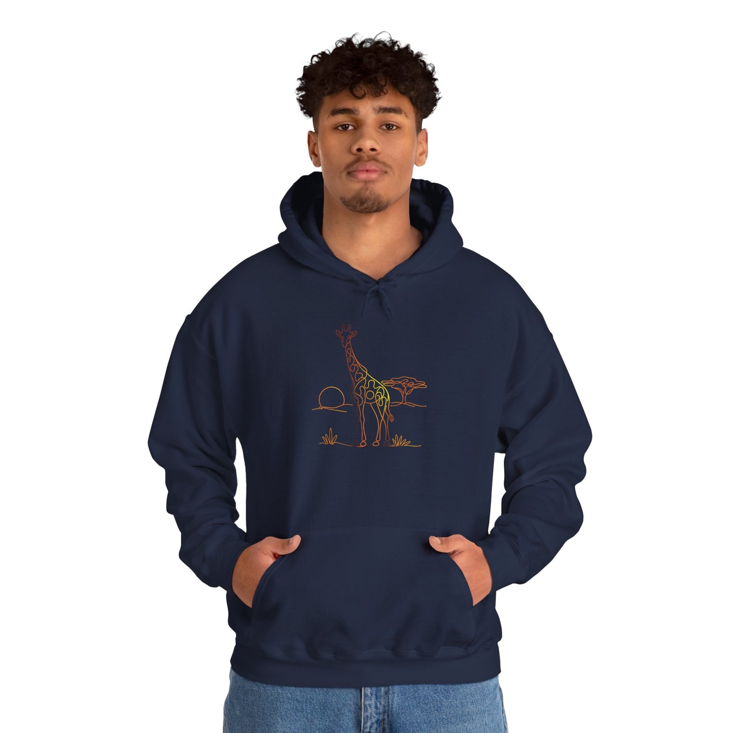 Giraffe Line Art Hoodie – Minimal Safari Illustration