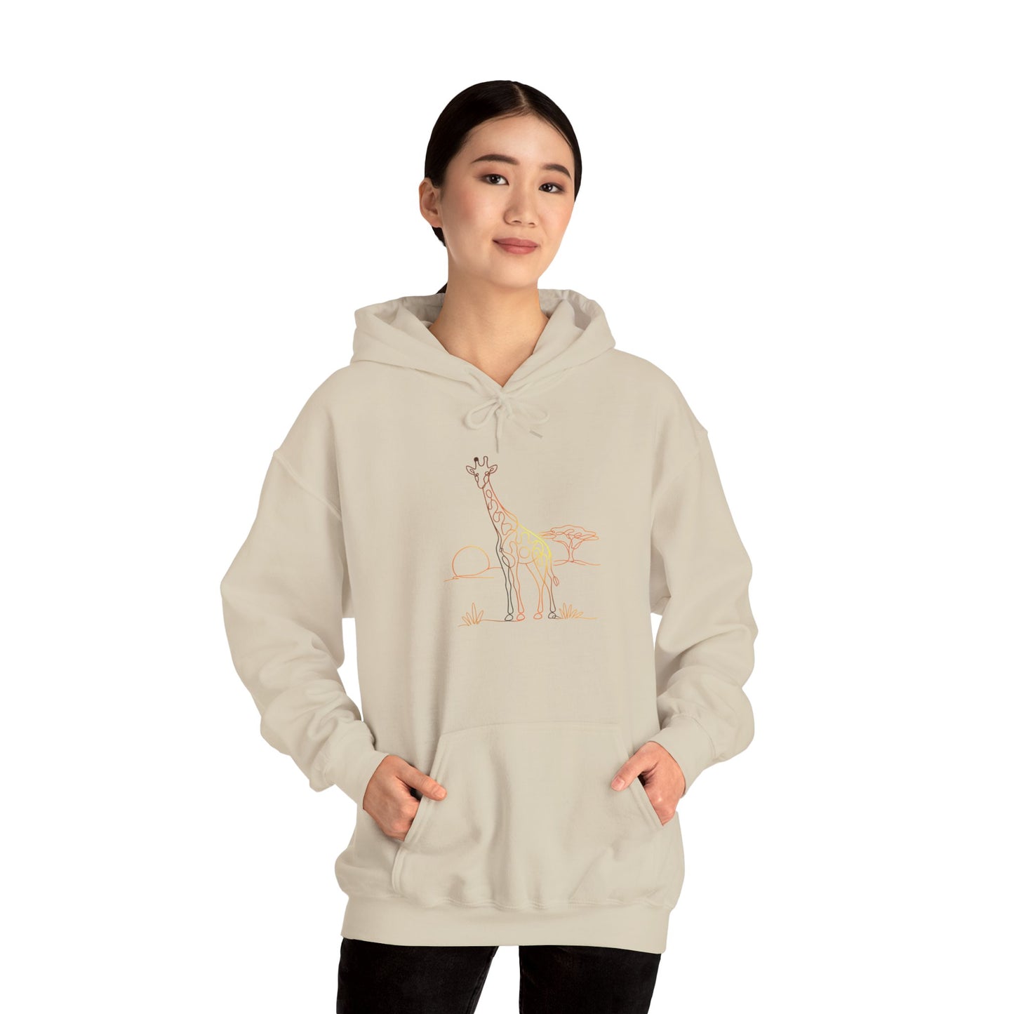 Giraffe Line Art Hoodie – Minimal Safari Illustration