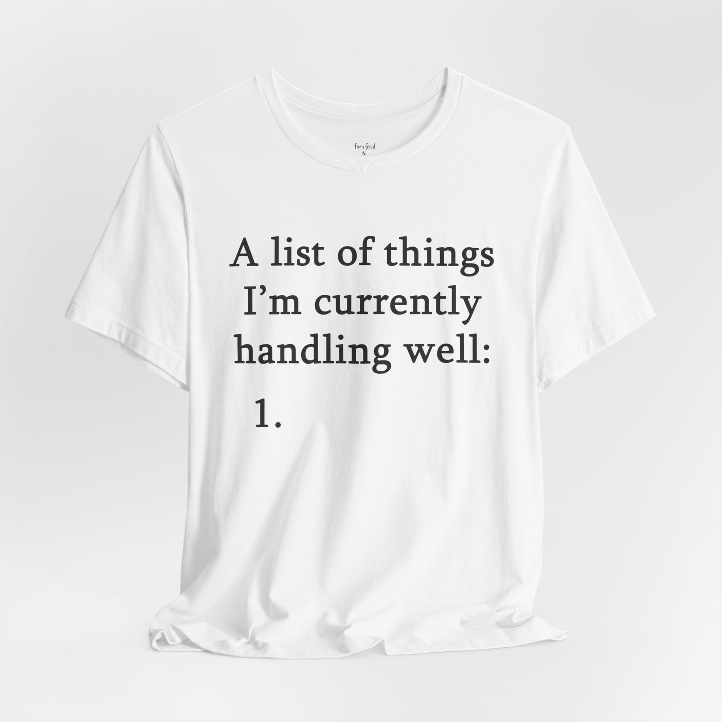 Funny 'A List of Things I'm Currently Handling Well' T-Shirt