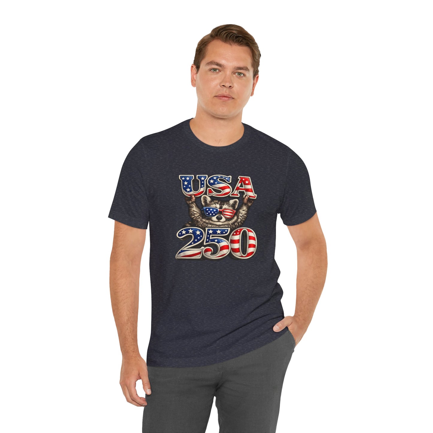 Patriot Raccoon 250th Anniversary T-Shirt — 4th of July Fireworks Flag Tee