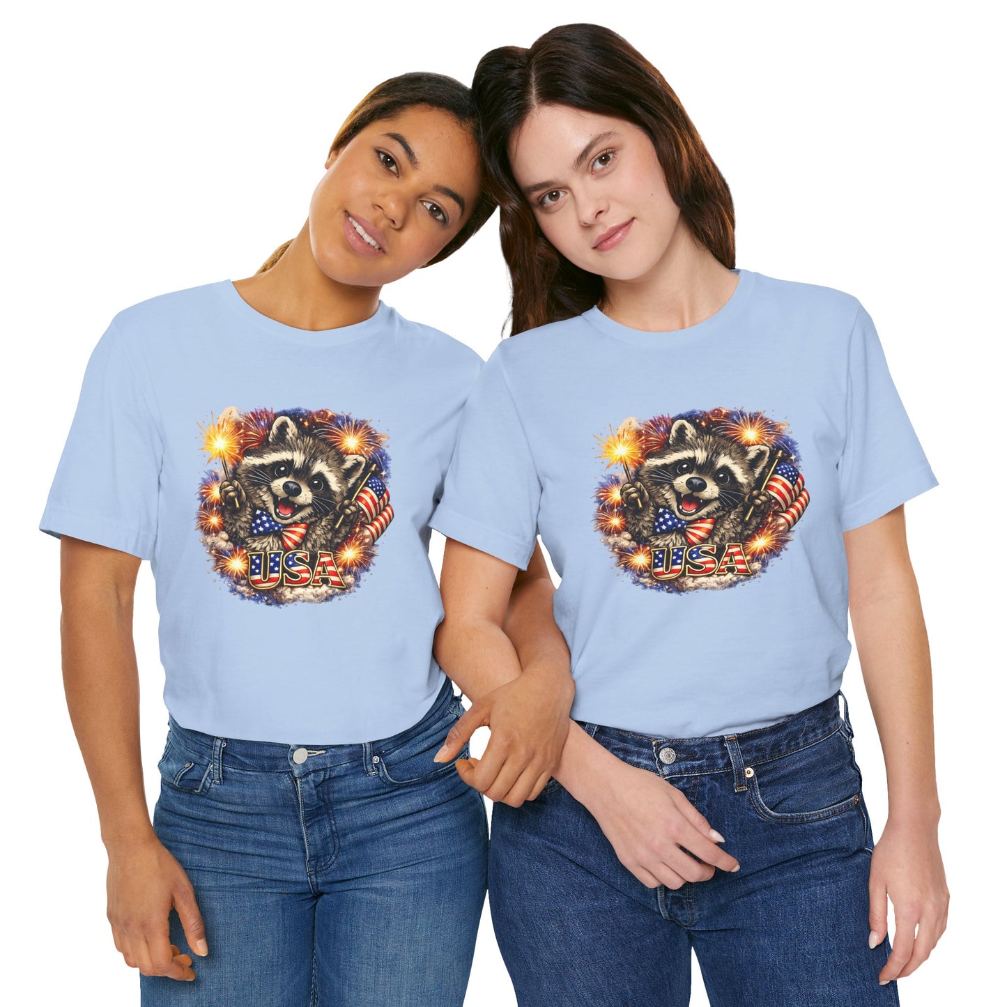 Patriot Raccoon 250th Anniversary T-Shirt — 4th of July Fireworks Flag Tee