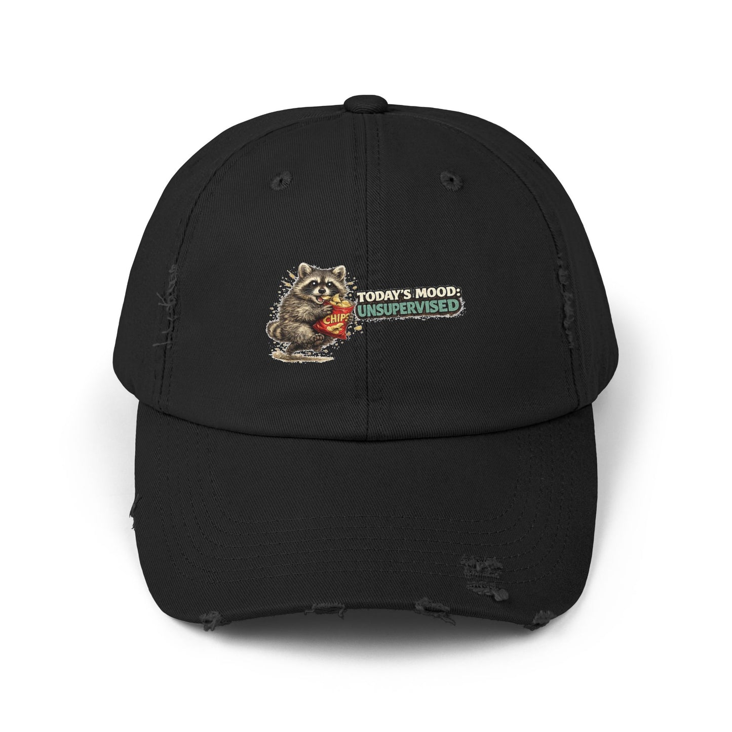 Today's Mood Distressed Cap — Raccoon Mom/Dad Funny Dad Hat