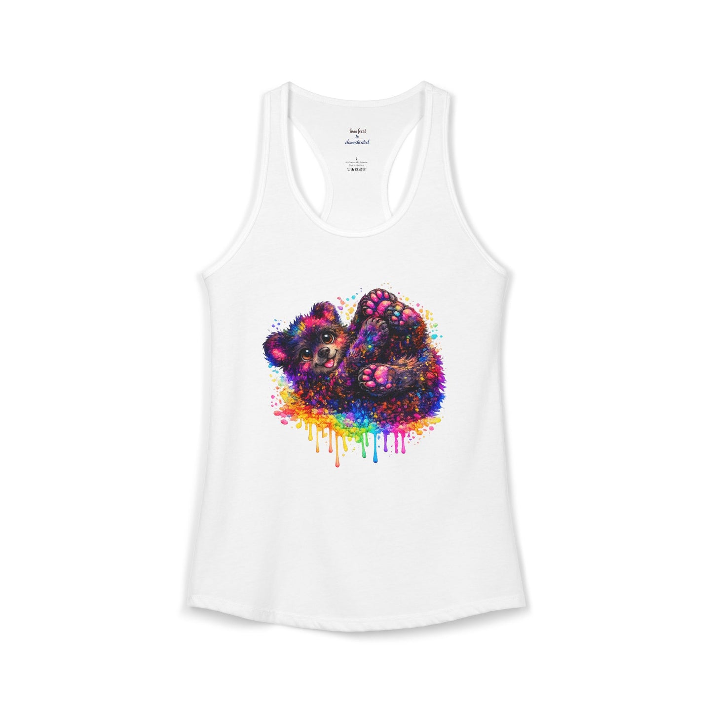 Watercolor Wildlife Bear Cub Racerback Tank