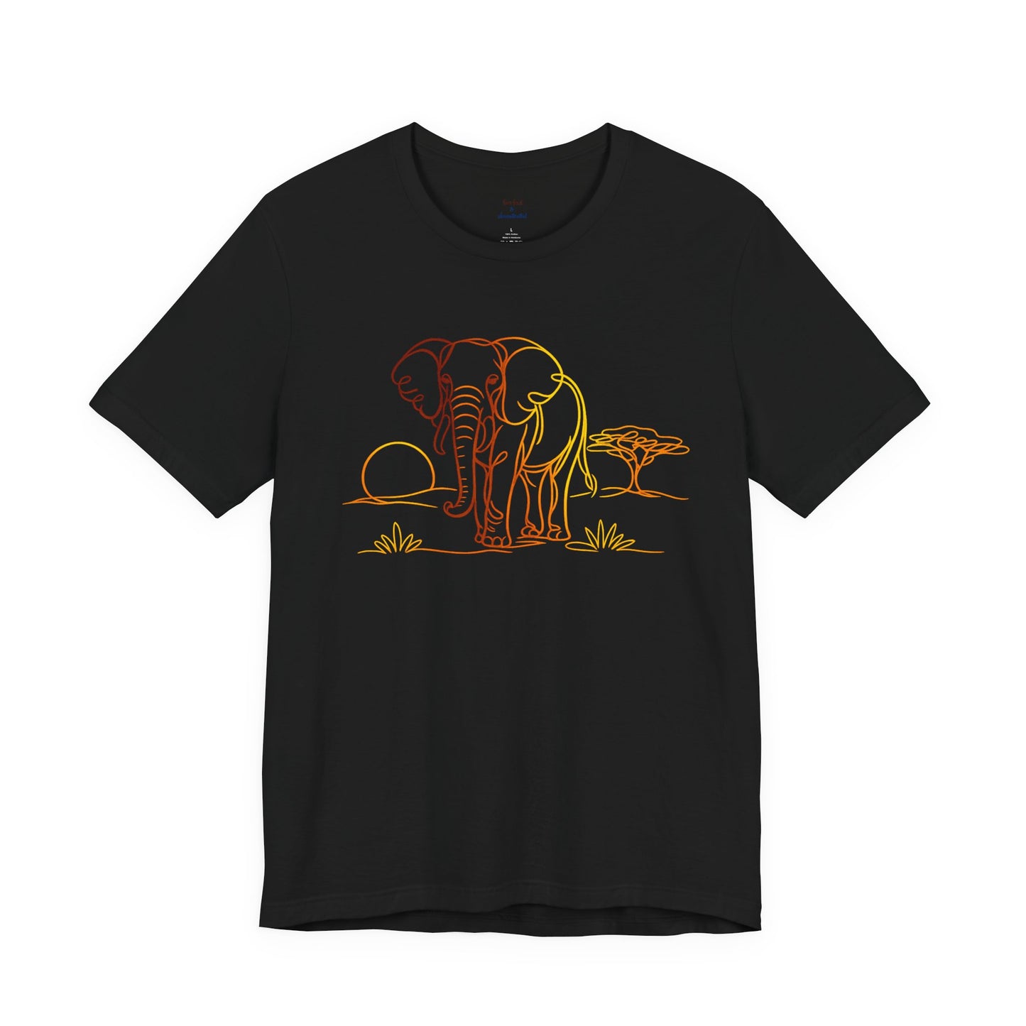 Elephant Sunset Tee — Minimal Line Art Safari T-Shirt