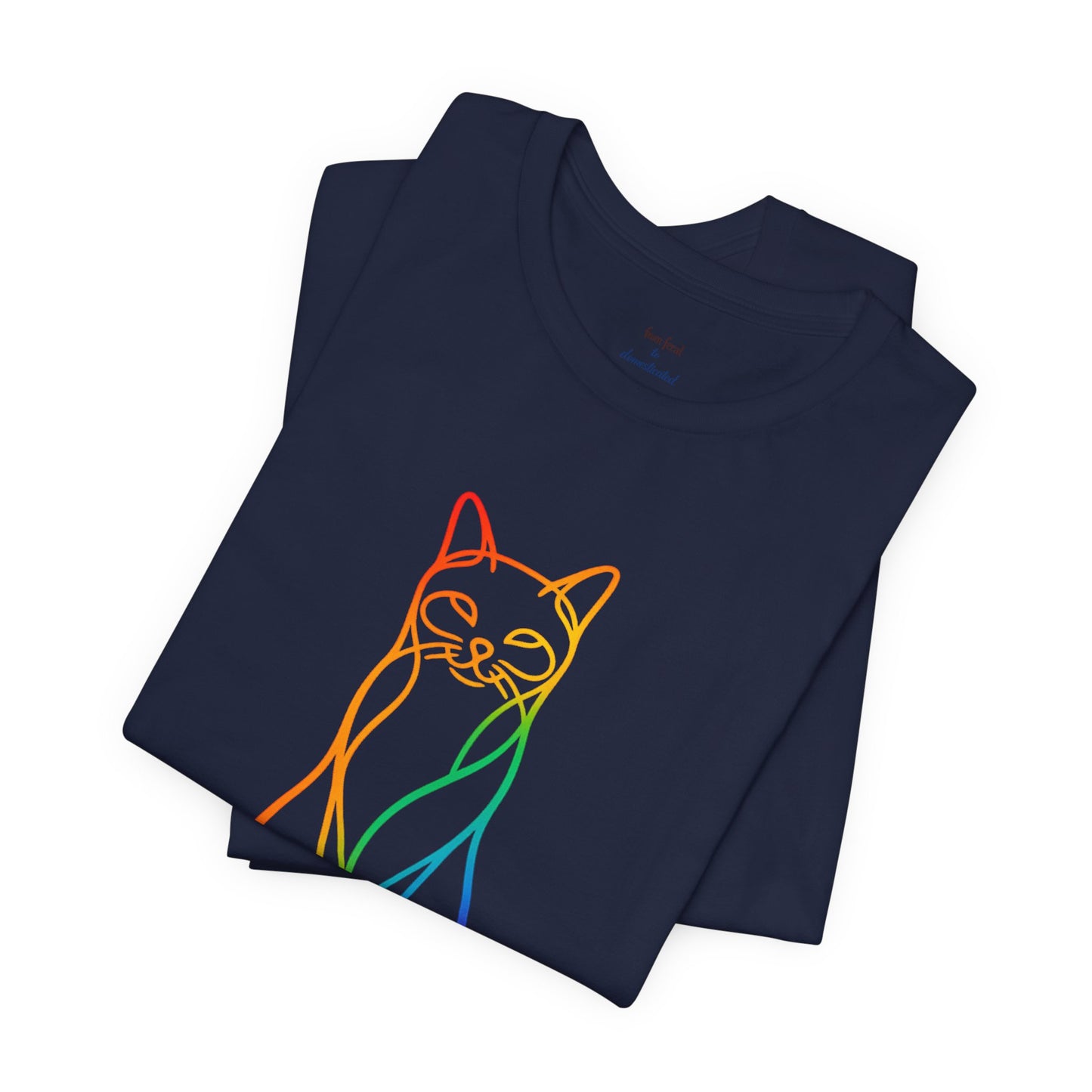 Colorful Line-Work Sitting Cat T-Shirt