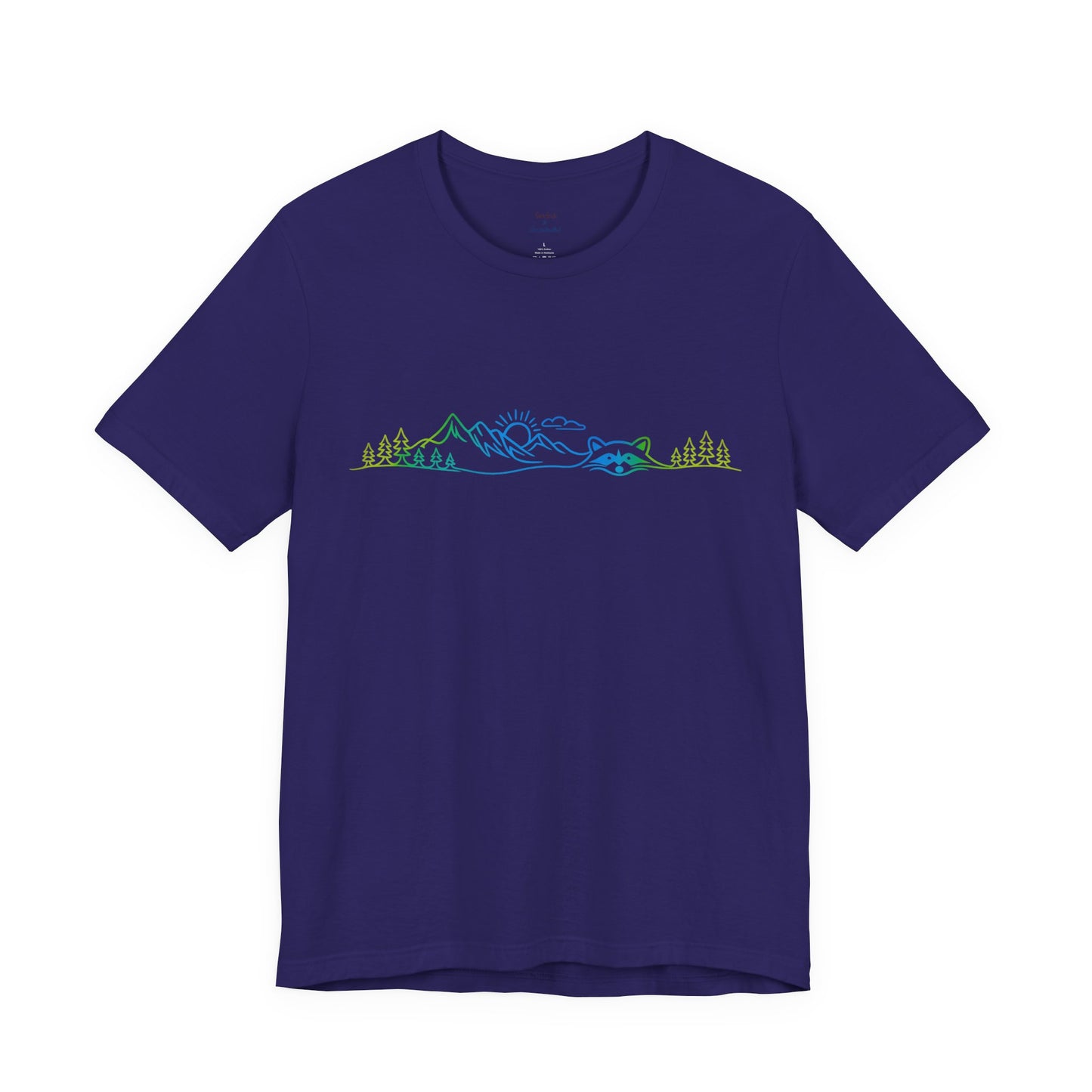 Raccoon Tee — Minimal Line Raccoon Scenic Graphic T-Shirt