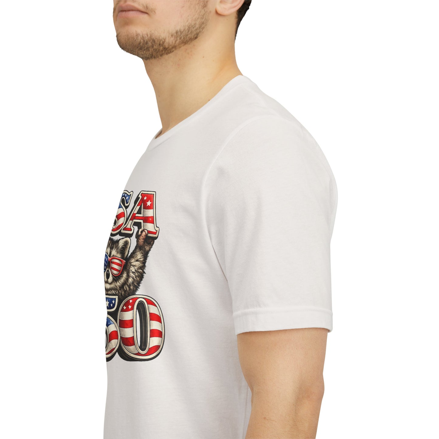 Patriot Raccoon 250th Anniversary T-Shirt — 4th of July Fireworks Flag Tee