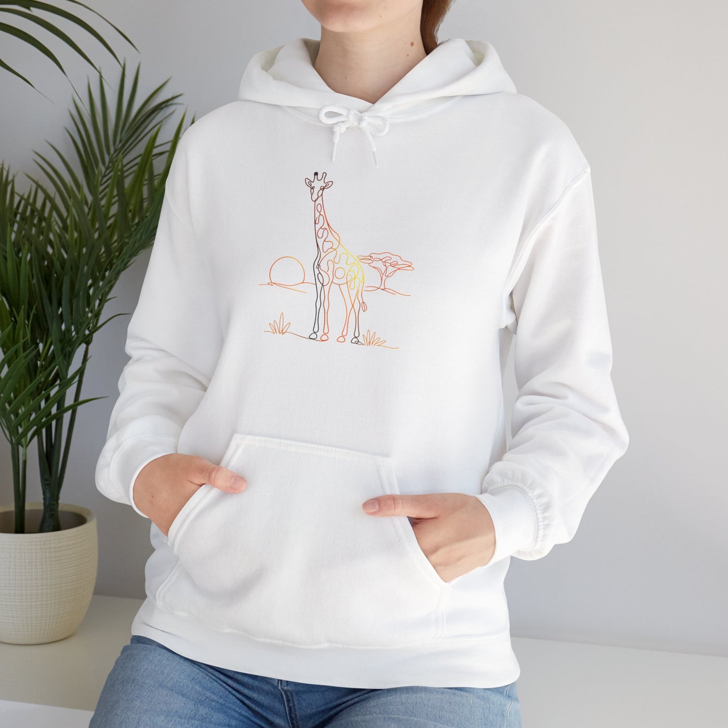 Giraffe Line Art Hoodie – Minimal Safari Illustration