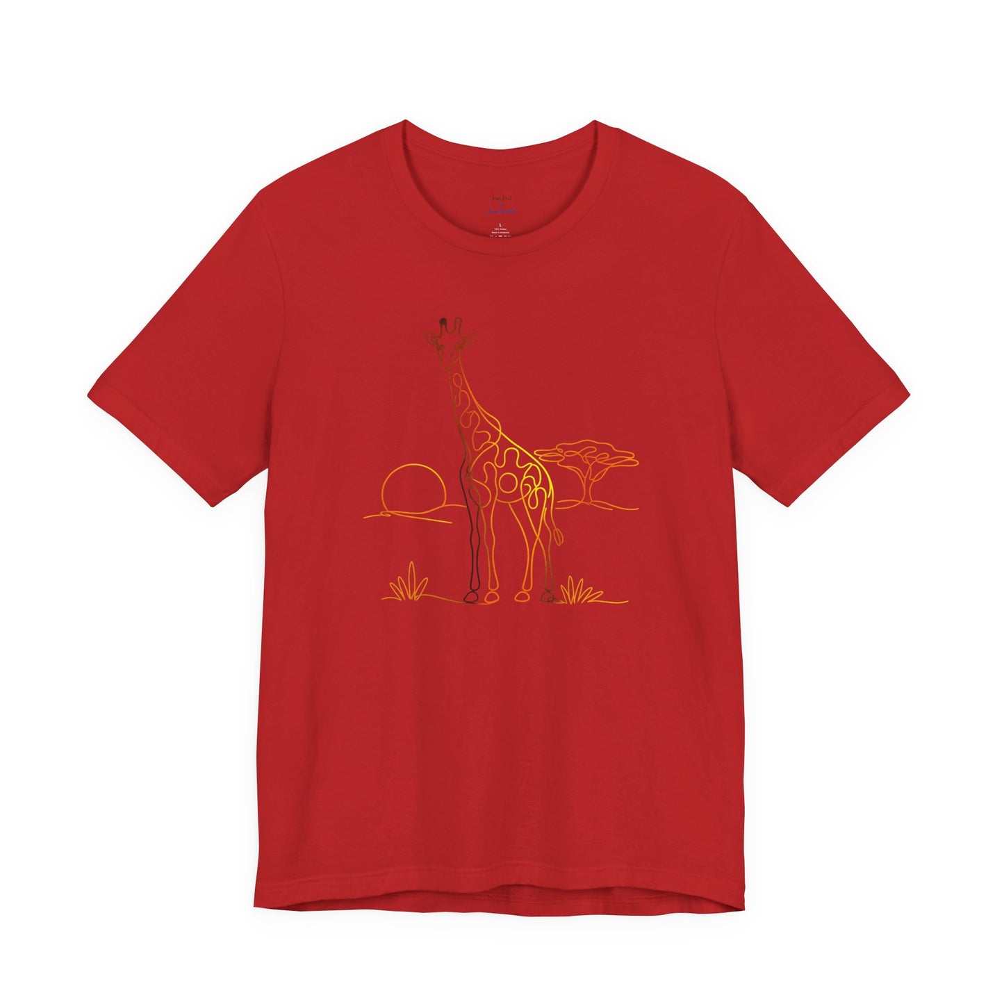 Giraffe Sunset Tee — Minimal Line Art Safari T-Shirt
